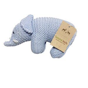 NEW Boske Kids Knit Pima Cotton Elephant Stuffy Toy Blue